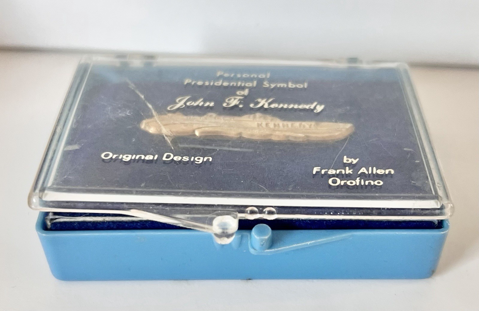 Kennedy (JFK) PT 109 Tie Clip Original Plastic Case Designer Frank Allen Orofino