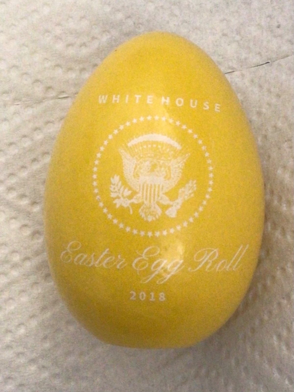 TRUMP 2018 WHITE HOUSE EASTER YELLOW EGG PRESIDENT Signed MAGA GOP REPUBLICAN
