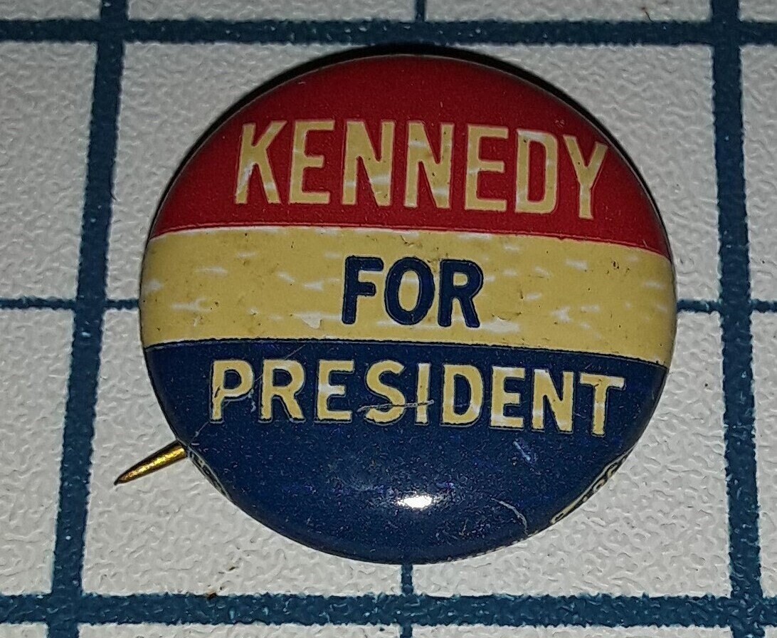 1960 JOHN F KENNEDY For President Democrat Party Pin Metal Pinback Vintage
