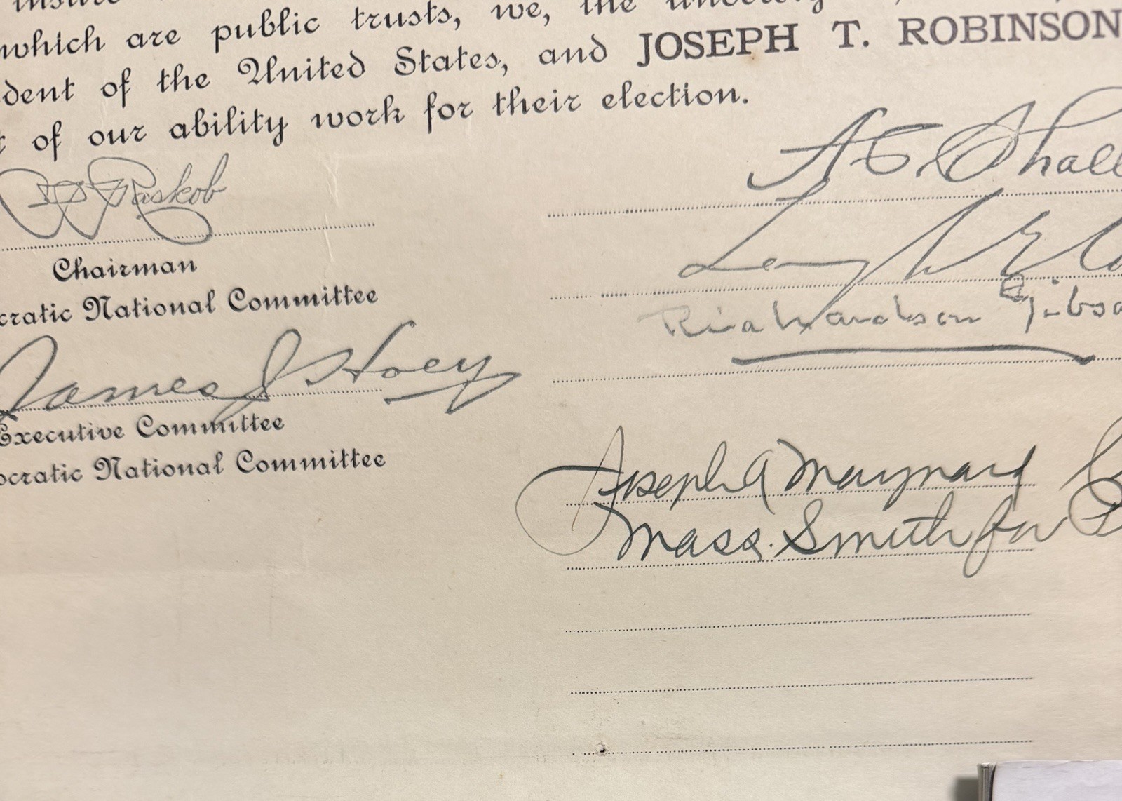 Al Smith 1928 Presidential Campaign Charter