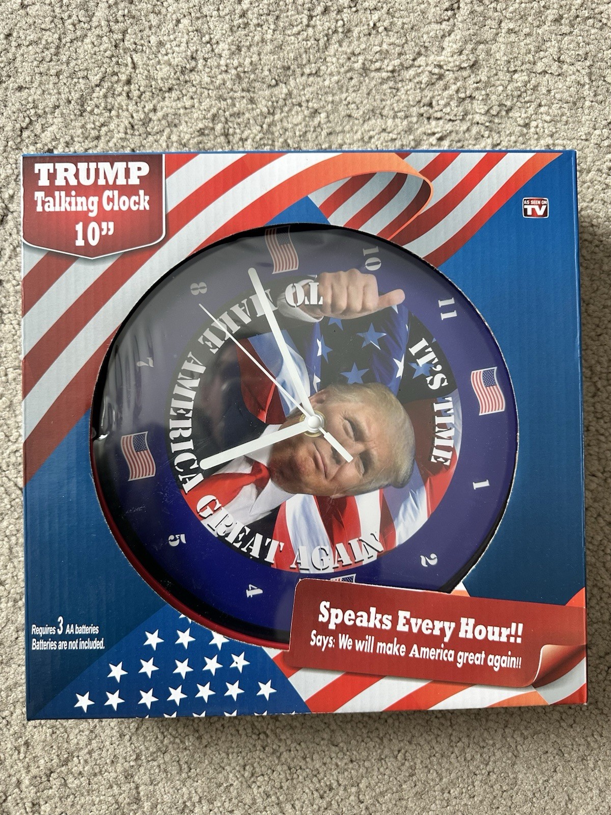 Trump Talking Clock 10″ Speaks Every Hour 2016 Campaign Slogan Wall Clock