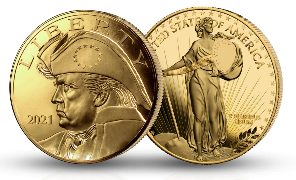 2021 Patriot Trump Gold Commemorative Coin Uncirculated Reverse Standing Liberty