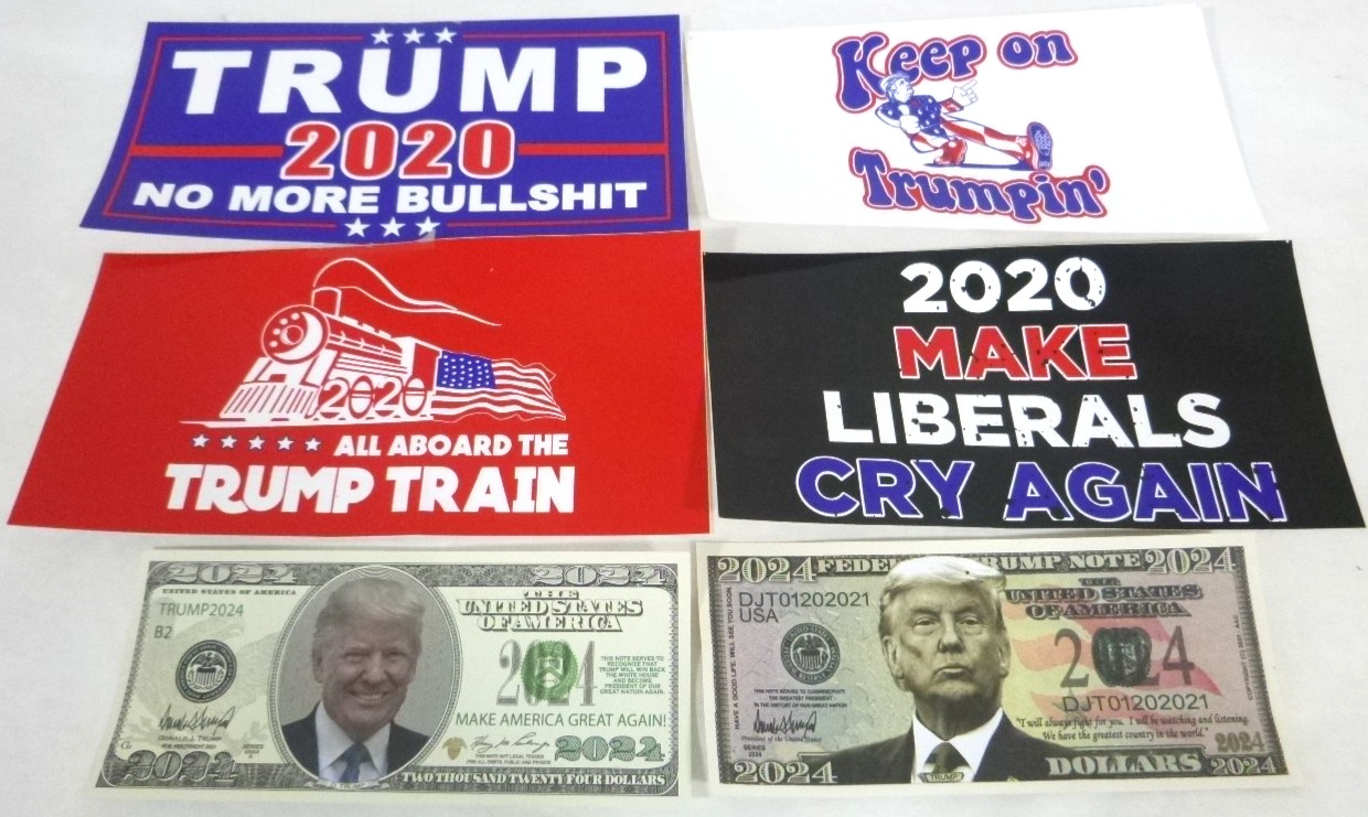 Donald TRUMP-for President 2020-2024 Campaign Bumper Stickers & Money-Lot of 6