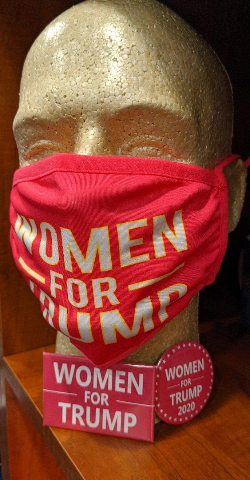 Women for Trump Collectors Set of Face Mask, Button and Magnet Hot Pink MAGA