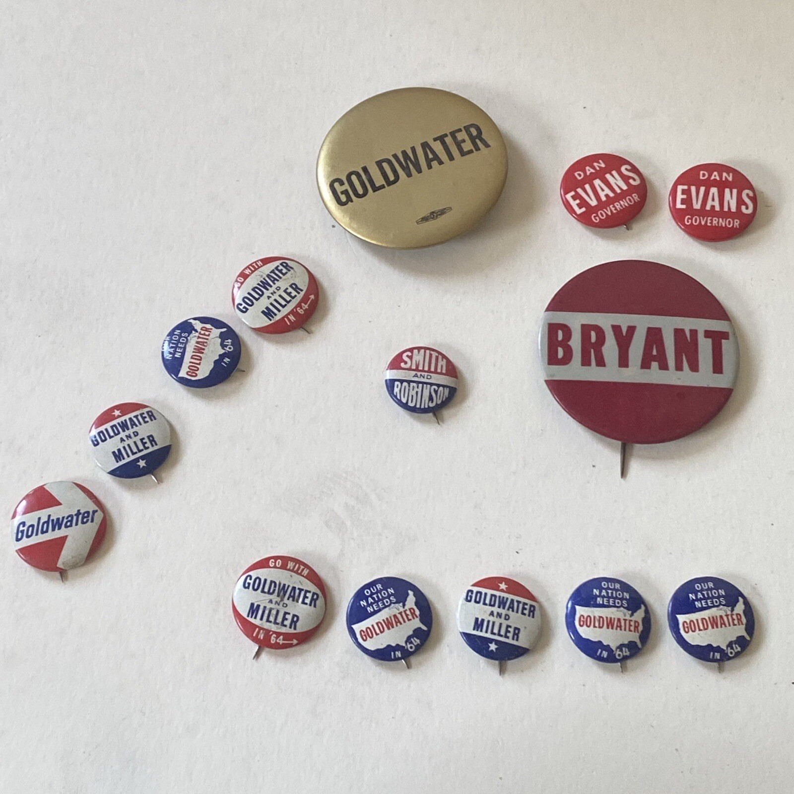 1960’s Presidential Campaign Political Pin Buttons Goldwater Etc Vintage