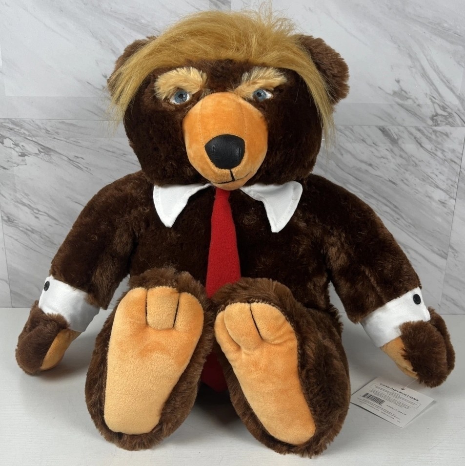 Donald Trump Teddy Bear Plush With American Flag 2017 Trumpy Bear Deluxe 22” NWT
