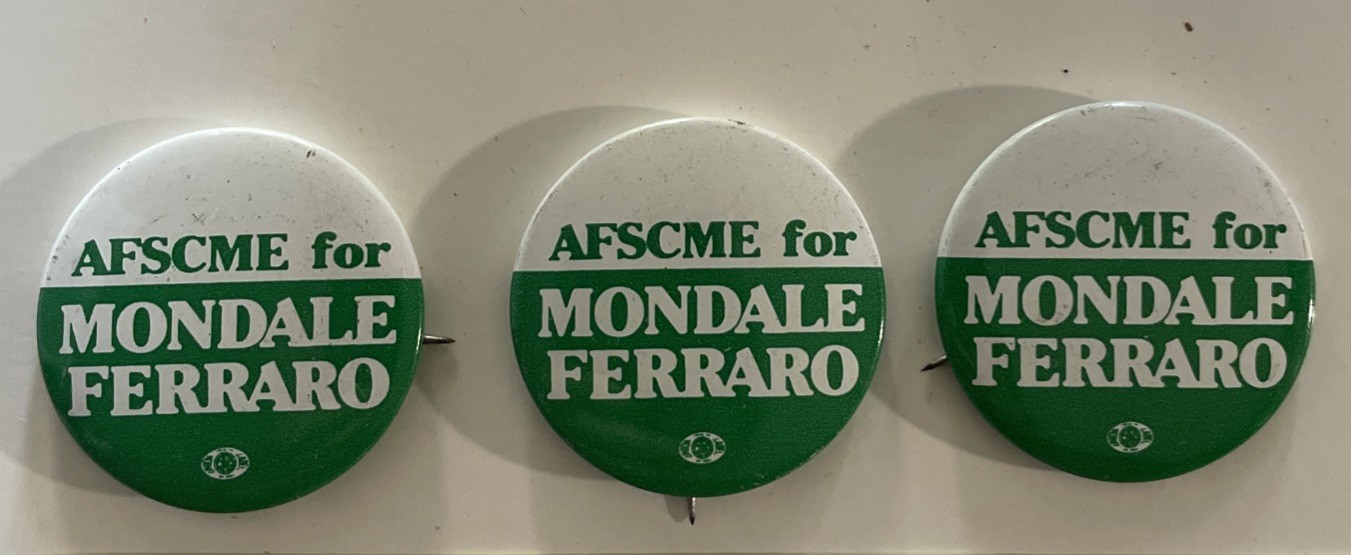 Lot of 3 Mondale Ferraro Green & White 1984 Campaign Pinback Buttons