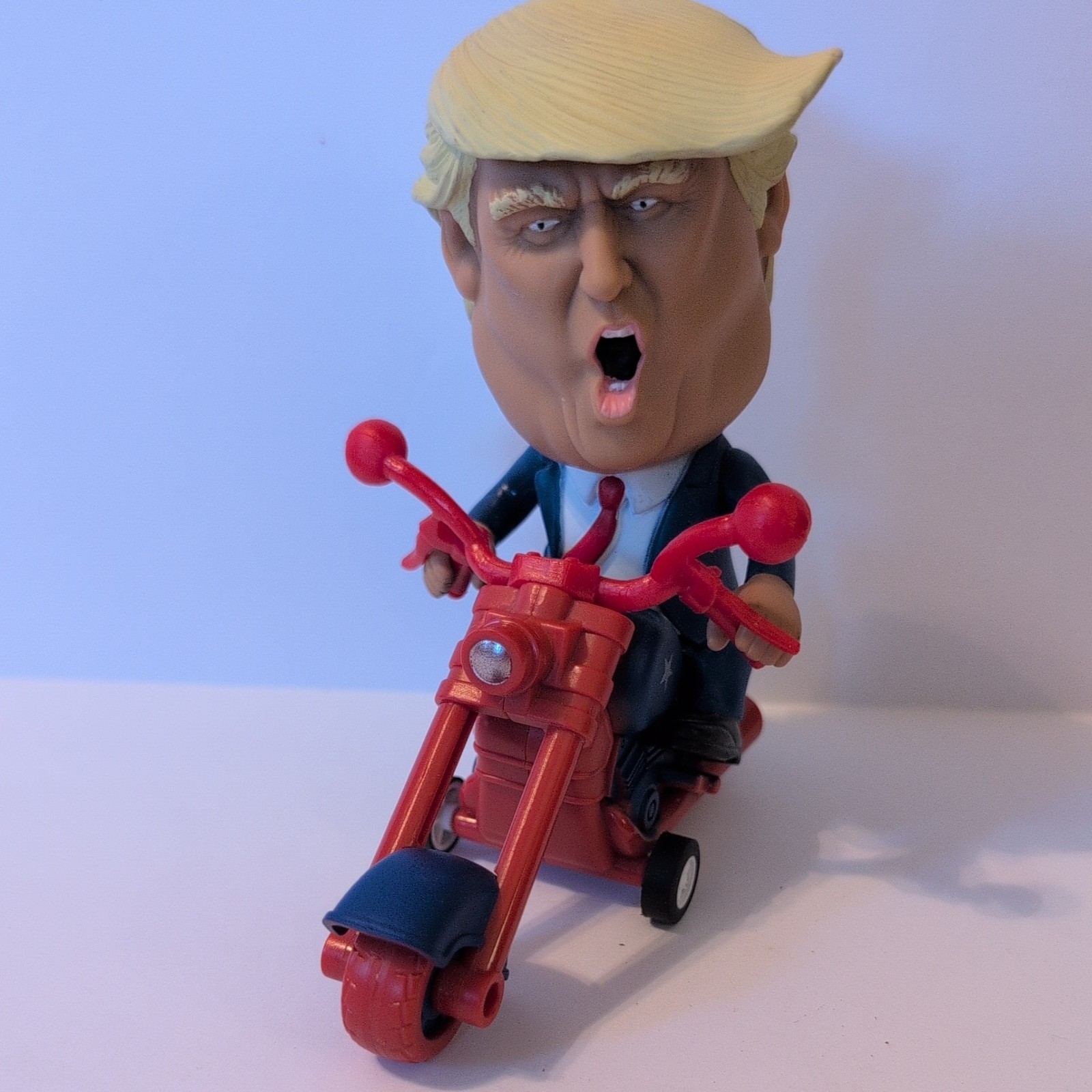 President DONALD TRUMP 2024 Toy Figure Riding Motorcycle Rev Up DINOBROS