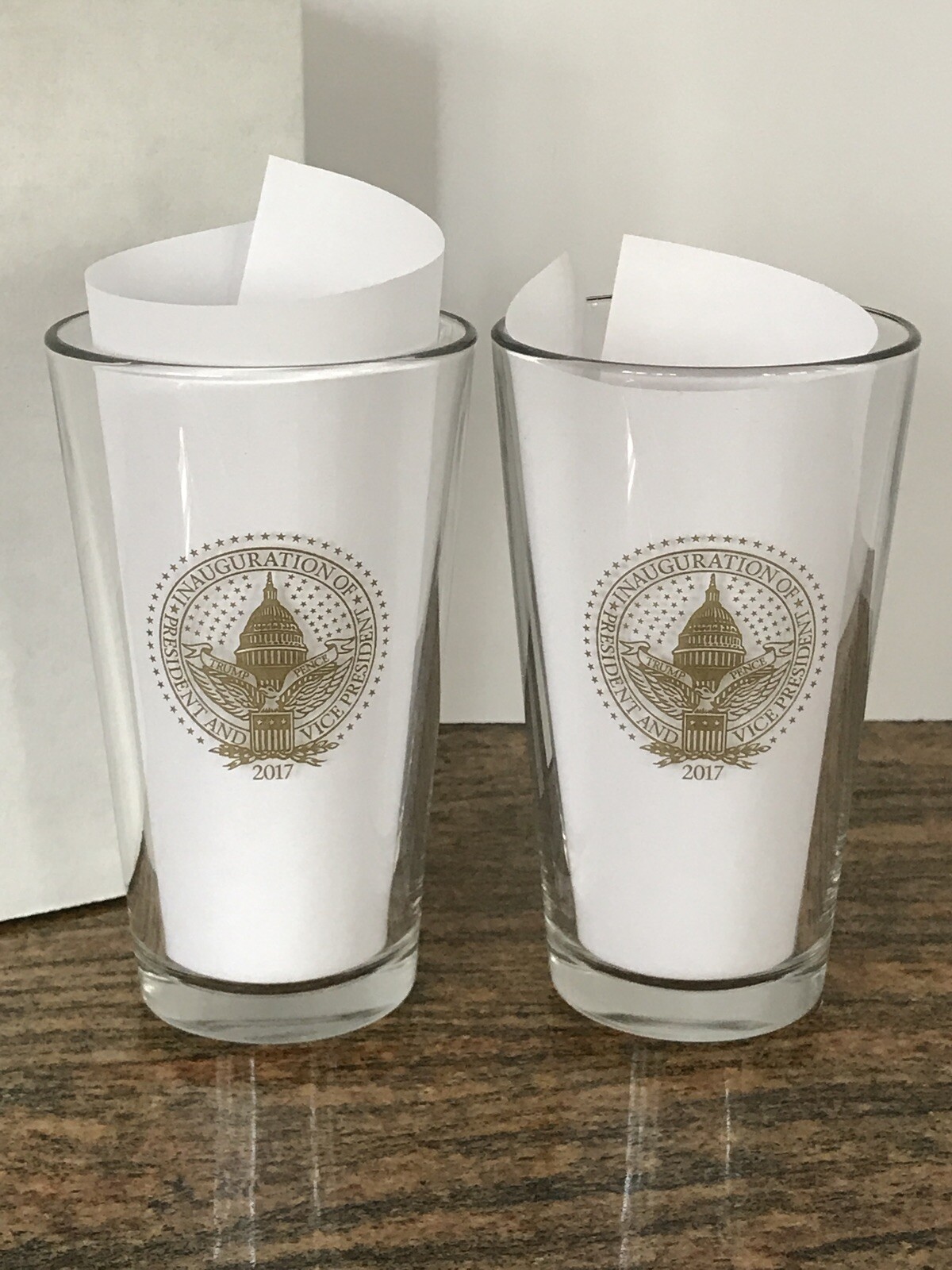2017 Inauguration President Trump & VP Pence Commemorative 16oz Pint Glasses Set