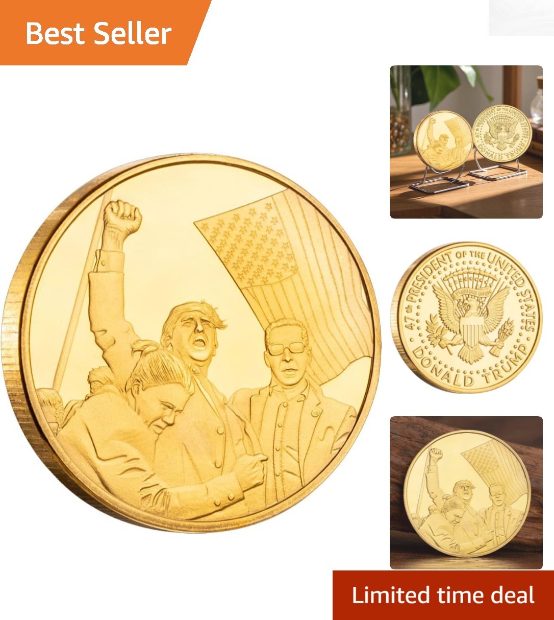 Gold Plated Trump Never Surrender Coin – Ideal Patriotic Gift for Supporters