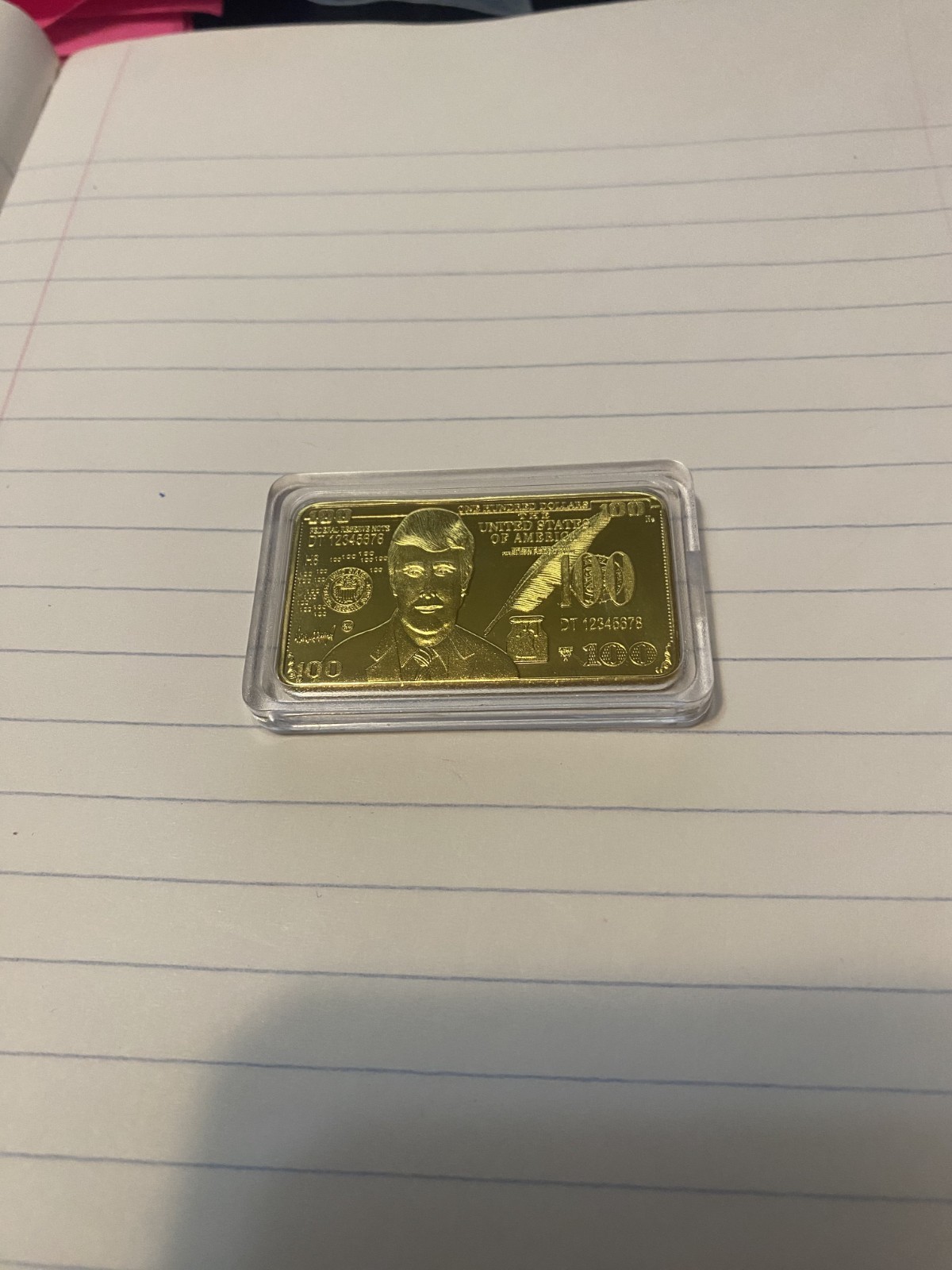 LOT of 3 DONALD TRUMP 24K GOLD PLATED $100 BAR COLLECTABLE – w/ PROTECTIVE CASE