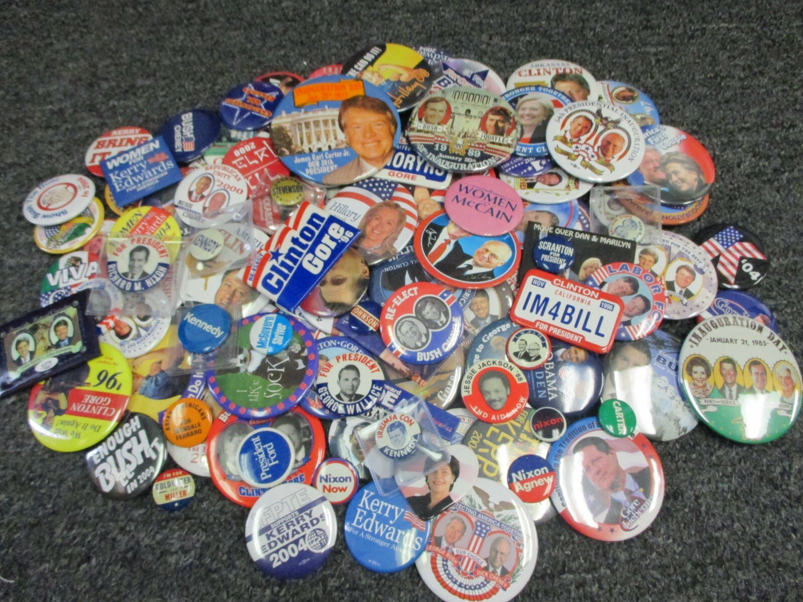Well Over 100 Different Political Buttons- 1960’s to 2016. Mixed parties.