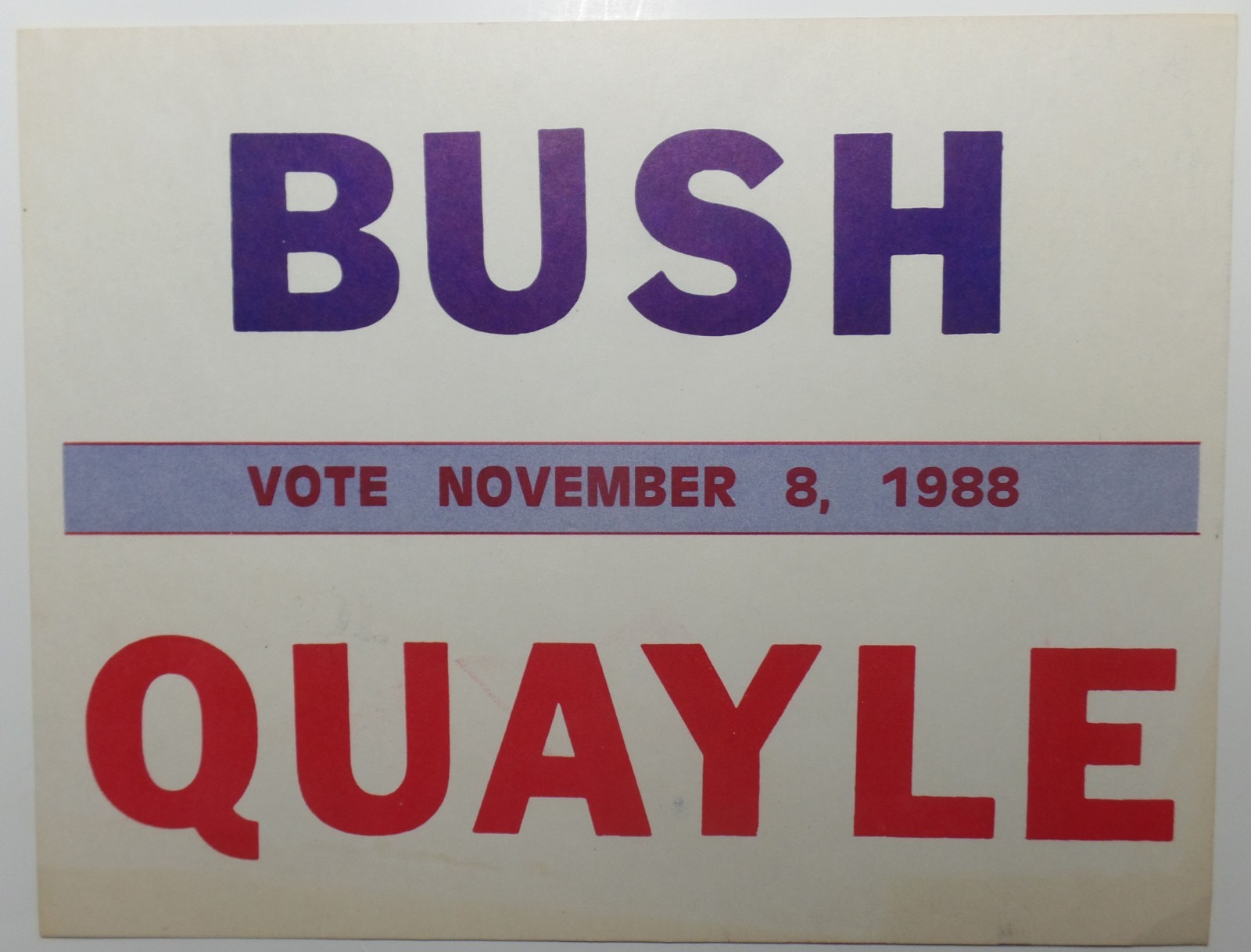 1988 Election Day George H. W. Bush Dan Quayle Presidential Campaign Mini-Poster