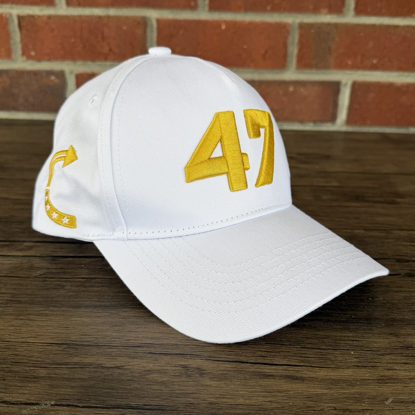 Charlie Kirk Turning Point USA Donald Trump 47 White And Gold Hat