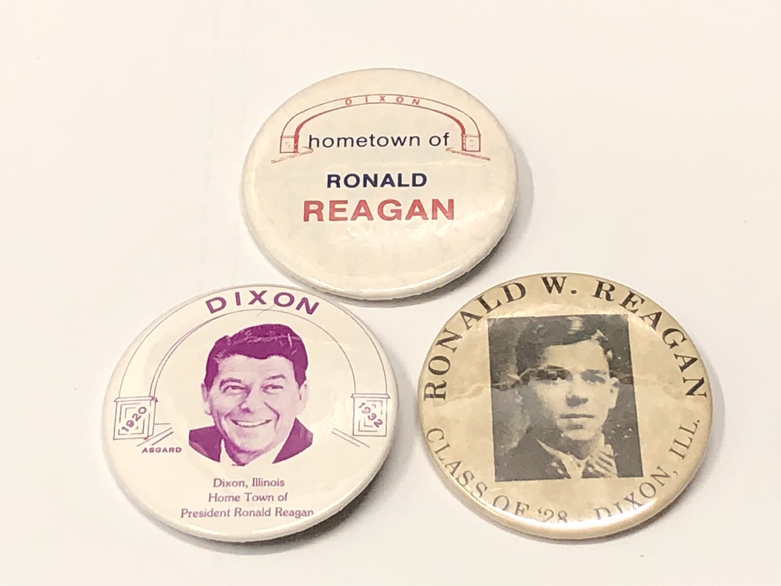 3x Ronald Reagan 1980 Presidential Political Campaign Button Pin DIXON ILL LOT