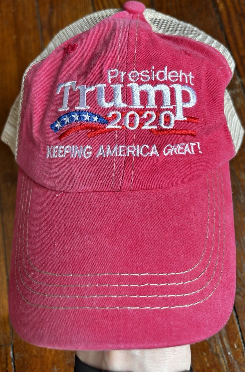 Donald Trump 2020 KEEPING AMERICA GREAT Mesh Snapback Hat Red Cotton