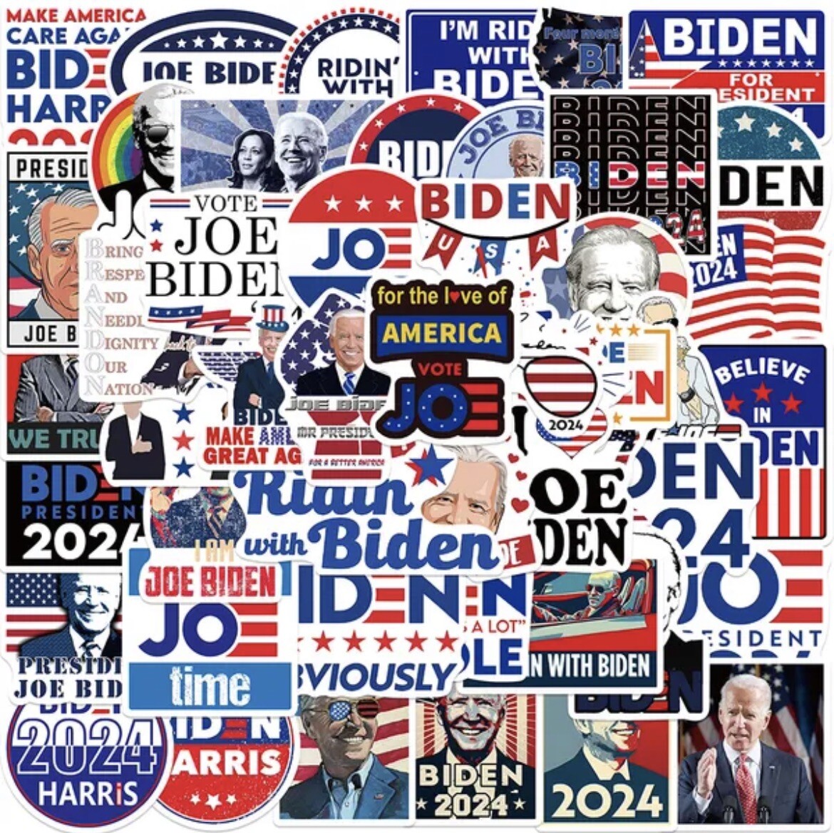 50 Pcs Joe Biden 2024 President Campaign Stickers Car Bumper/Democratic Party