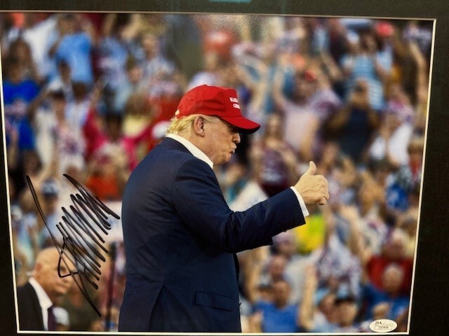 Framed President Donald Trump Signed Rally Photo JSA Certified Signature Auto