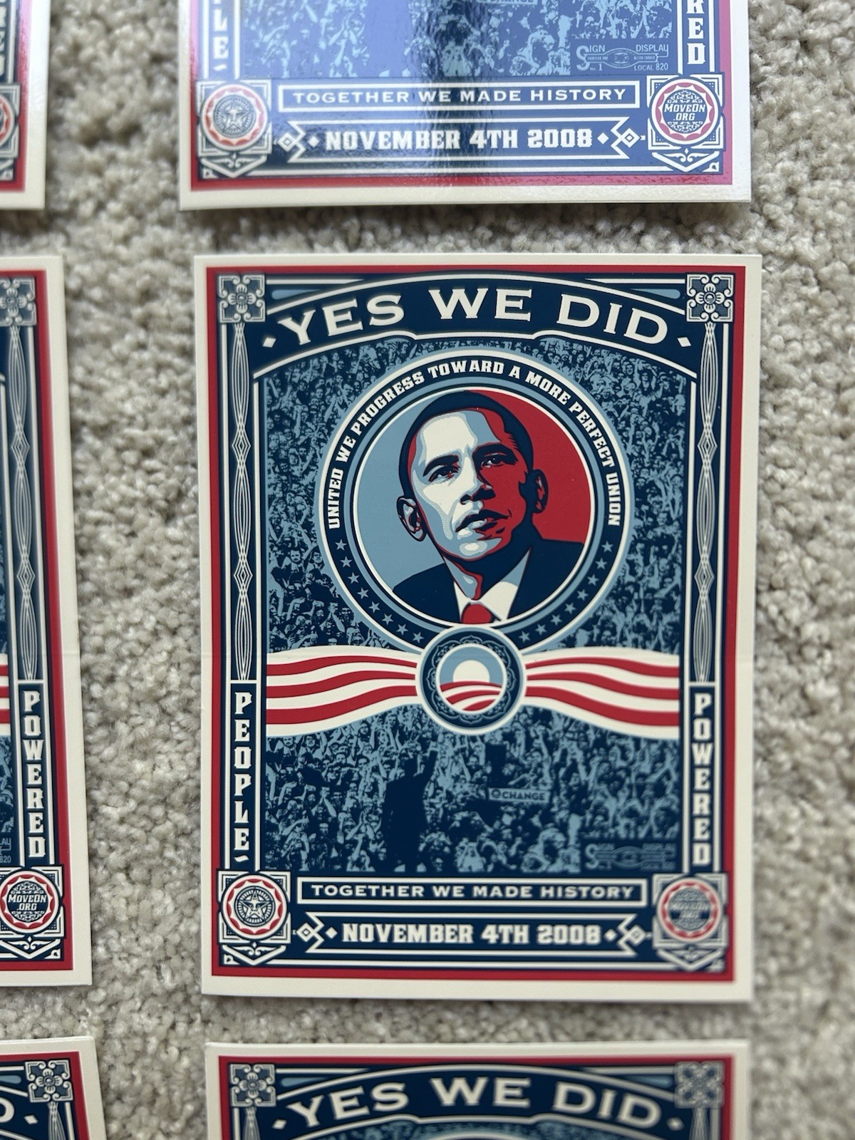 Lot Of 9 Obama Yes We Did 2008 Stickers Shepard Fairey President Political