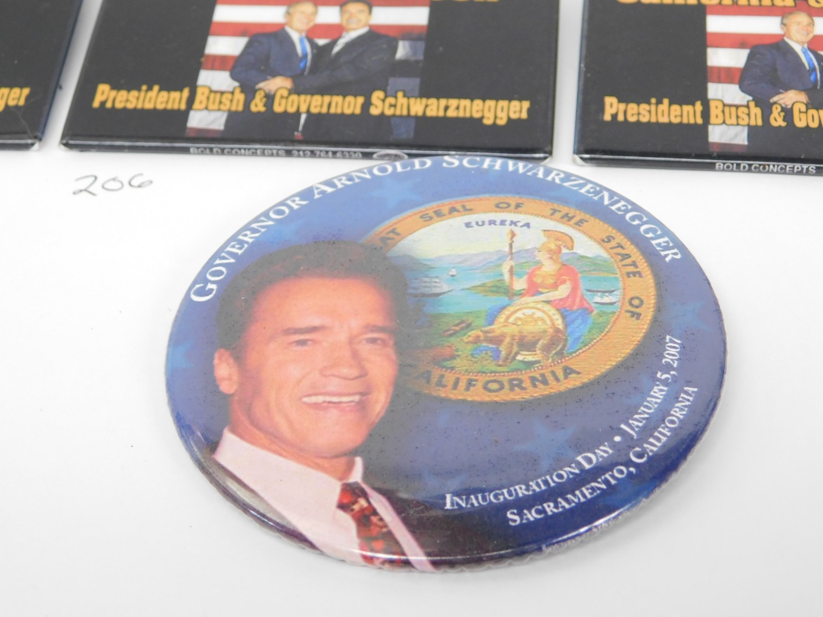 Lot of 4 – Bush Schwarzenegger Governor California Campaign Pin Button Political