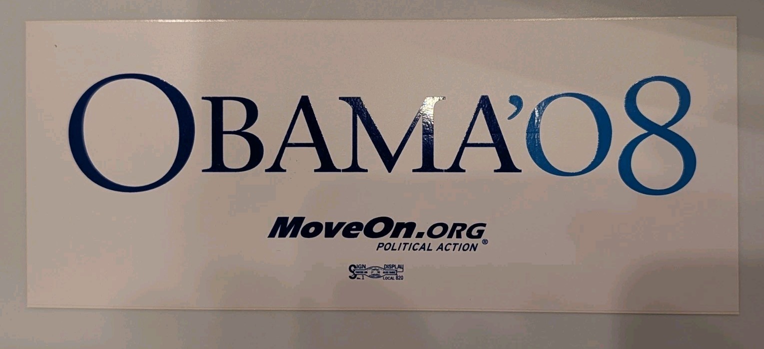 Obama ’08 Move On Bumper Stickers (2 Stickers)
