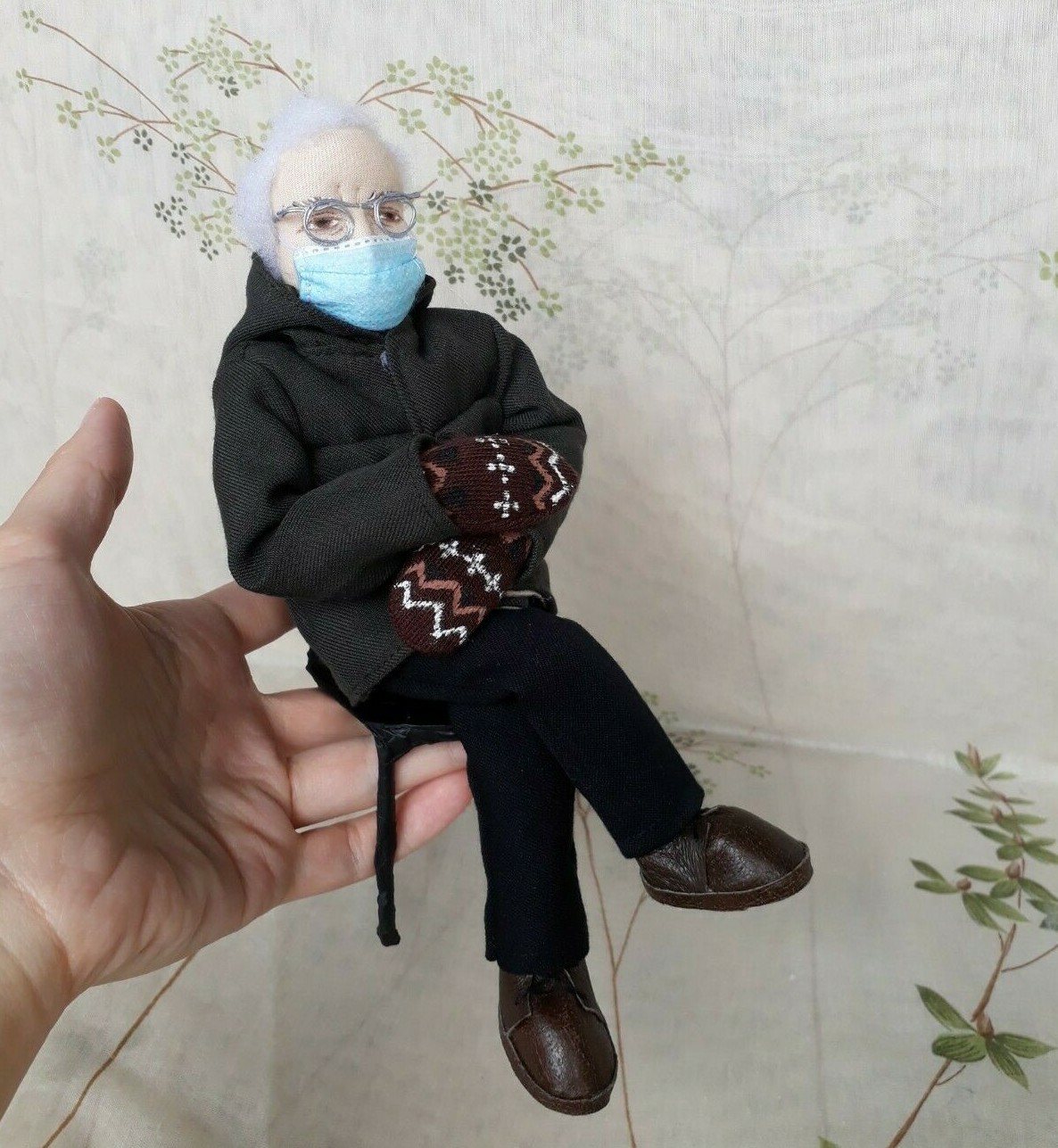 Bernie Sanders Inauguration Doll, Bernie Sanders Meme, cold Bernie with mittens
