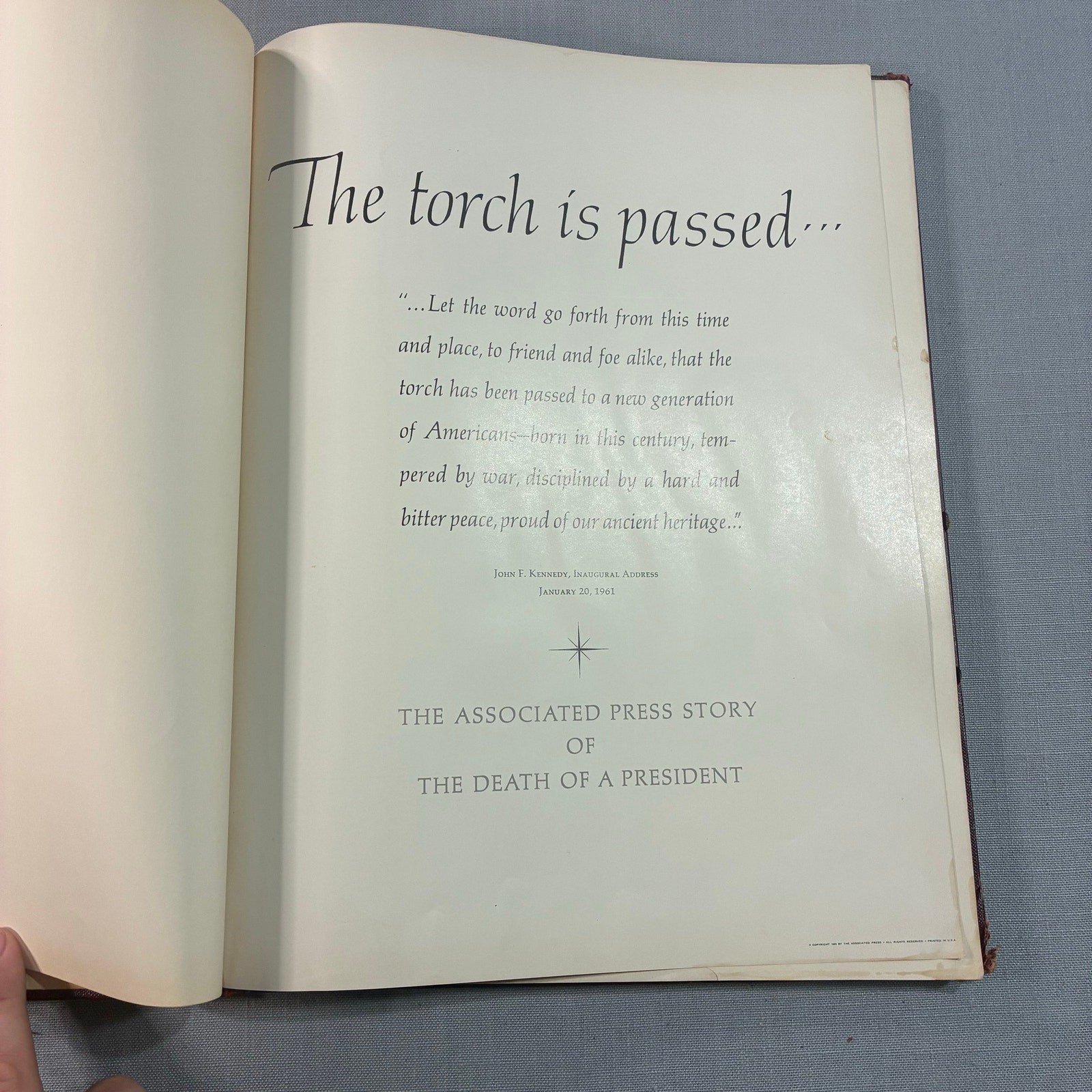 The Torch Is Passed JFK Assassination Associated Press Hardcover Book