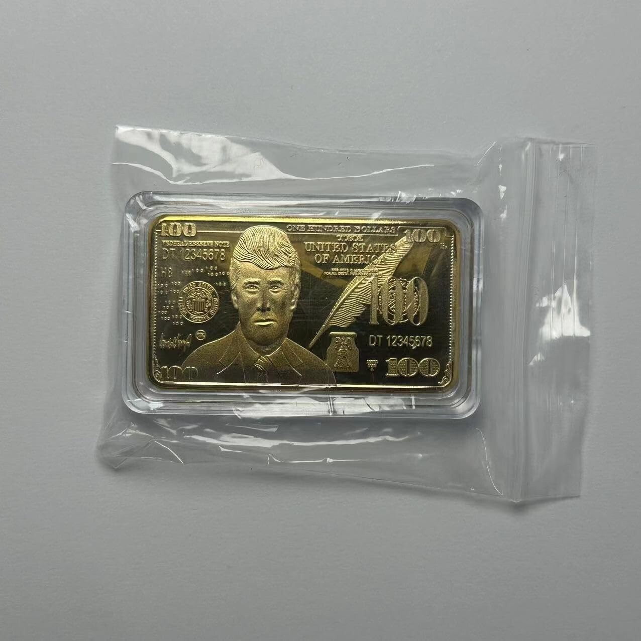 Donald Trump 24K Gold Plated $100 Bar – Collectible Coin/Bar In Protective Case