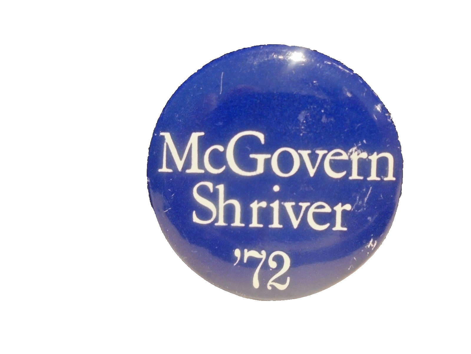 McGovern Shriver 72 Blue Pinback Button Presidential Campaign Pin