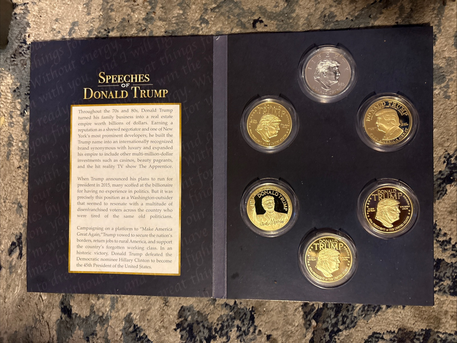 Speeches of DONALD TRUMP. ALBUM (6) COINS with COA’s