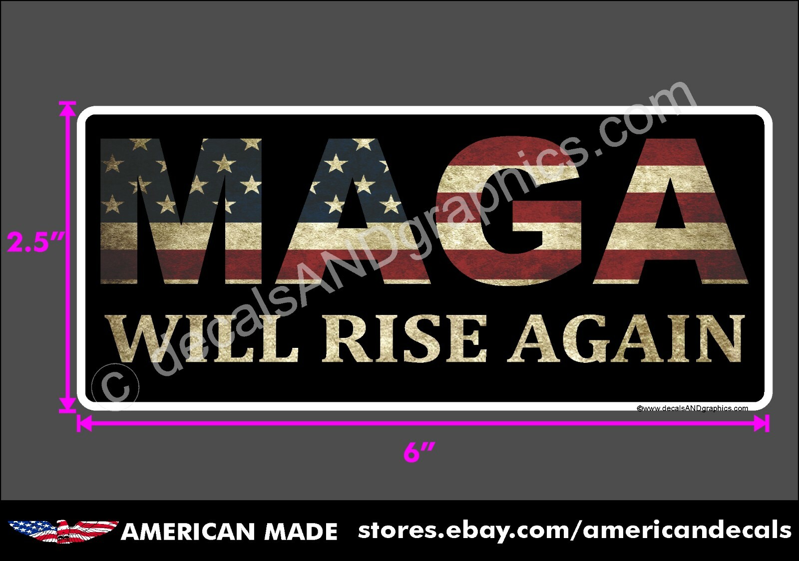 TRUMP 2024 STICKER MAGA WILL RISE AGAIN DEPLORABLE DECAL BUMPER