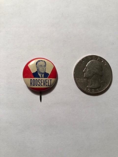 Franklin Roosevelt FDR 1936 campaign pin button political