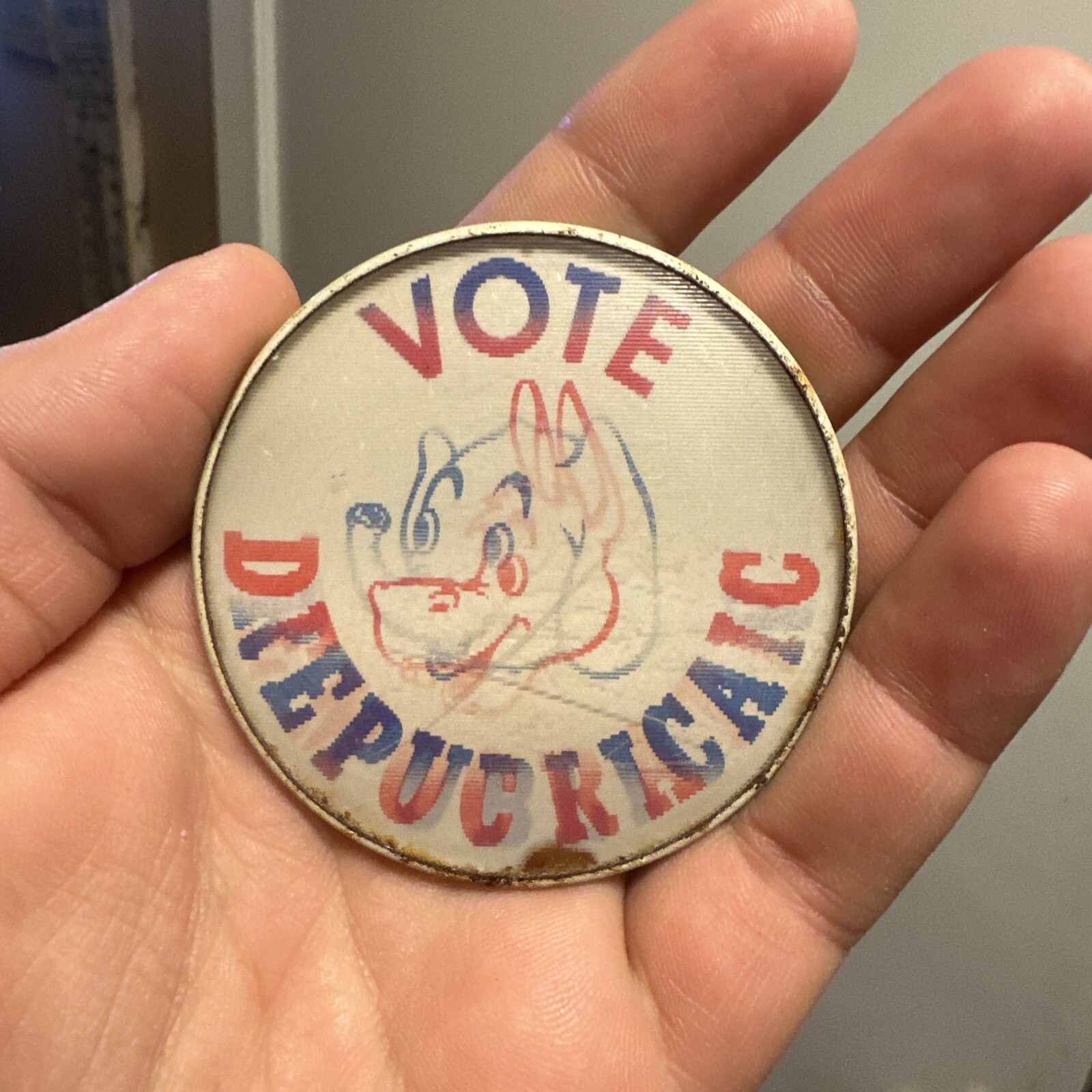 1960’s Republican Democrat Flasher Campaign Pin Button Political Politics