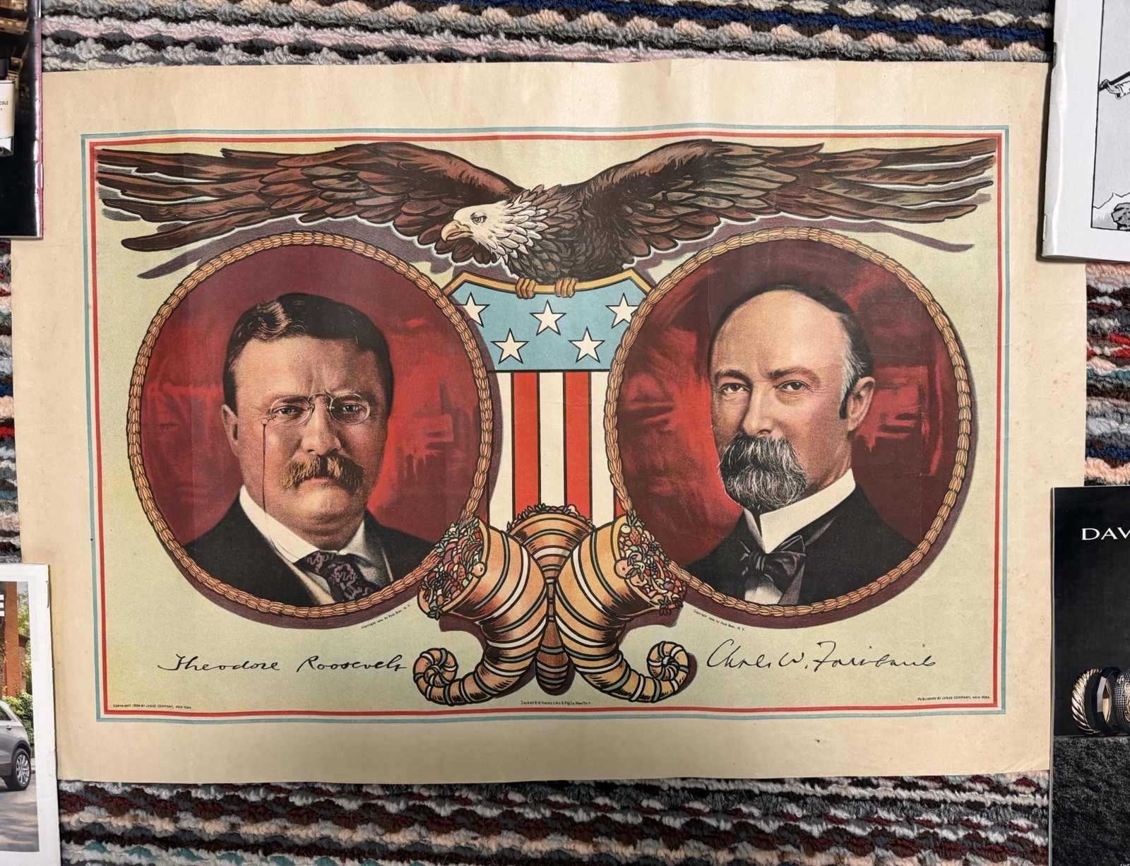 Rare 1904 Roosevelt Fairbanks Jugate Campaign Poster