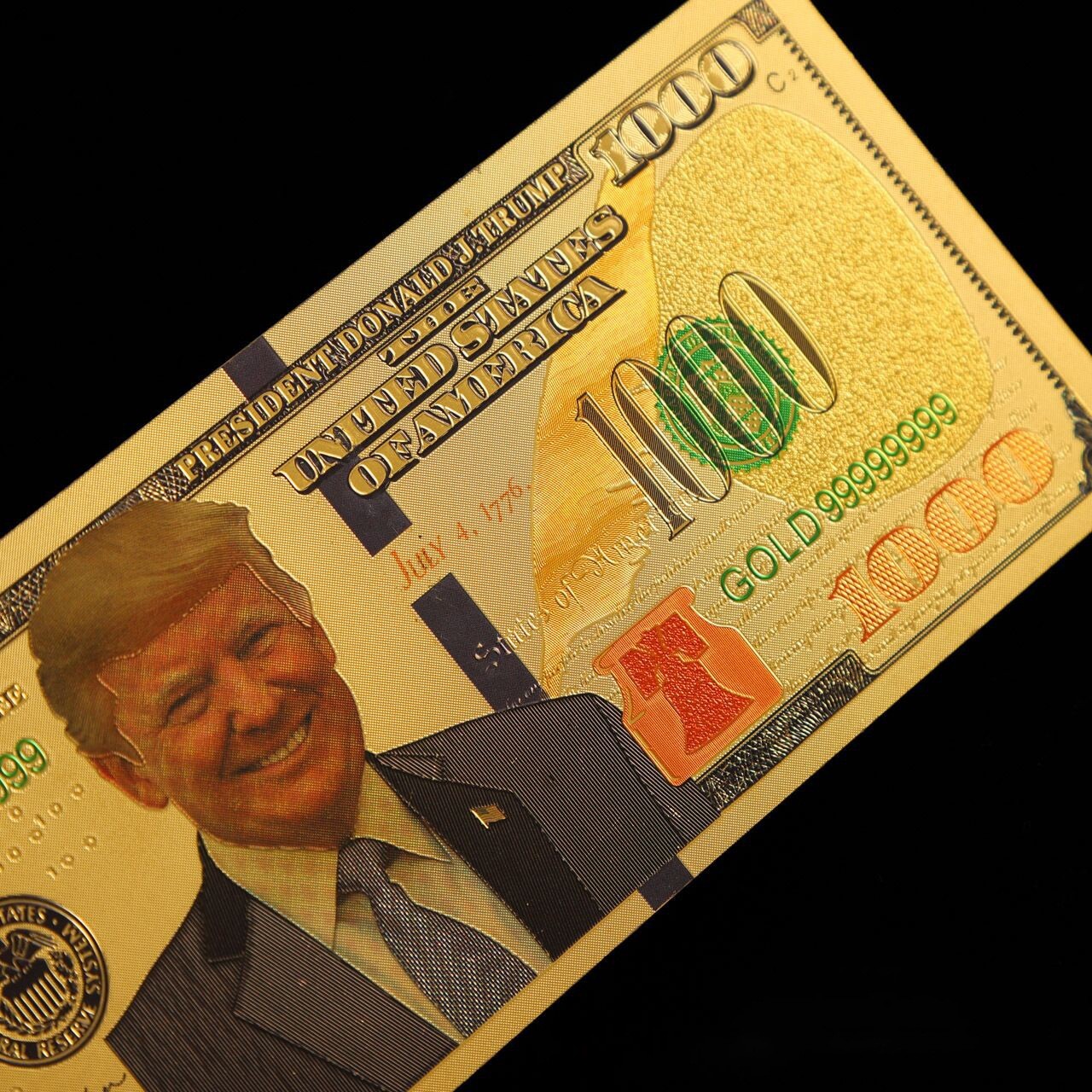 10 Pack 2024 President Donald Trump $1000 Gold Dollar Bills Funny Money Maga