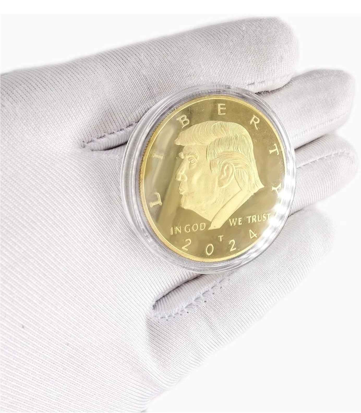 2024 Donald Trump Collectible Gold-Plated Coin with Case, Support Gold