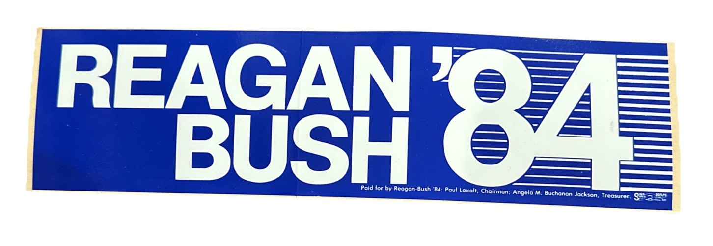 Vintage 1984 Ronald Reagan-George Bush Presidential Race Bumper Sticker. Rare!