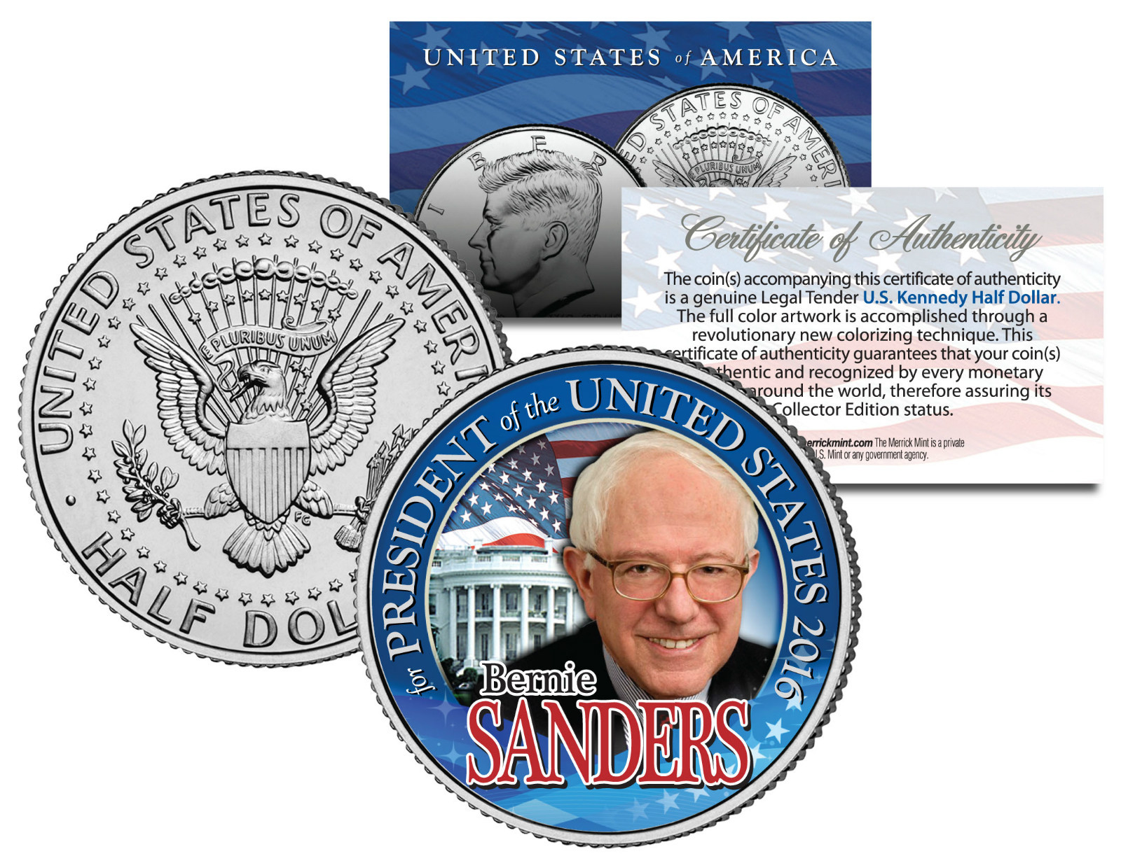 BERNIE SANDERS FOR PRESIDENT 2016 – JFK Half Dollar US Coin Political CAMPAIGN