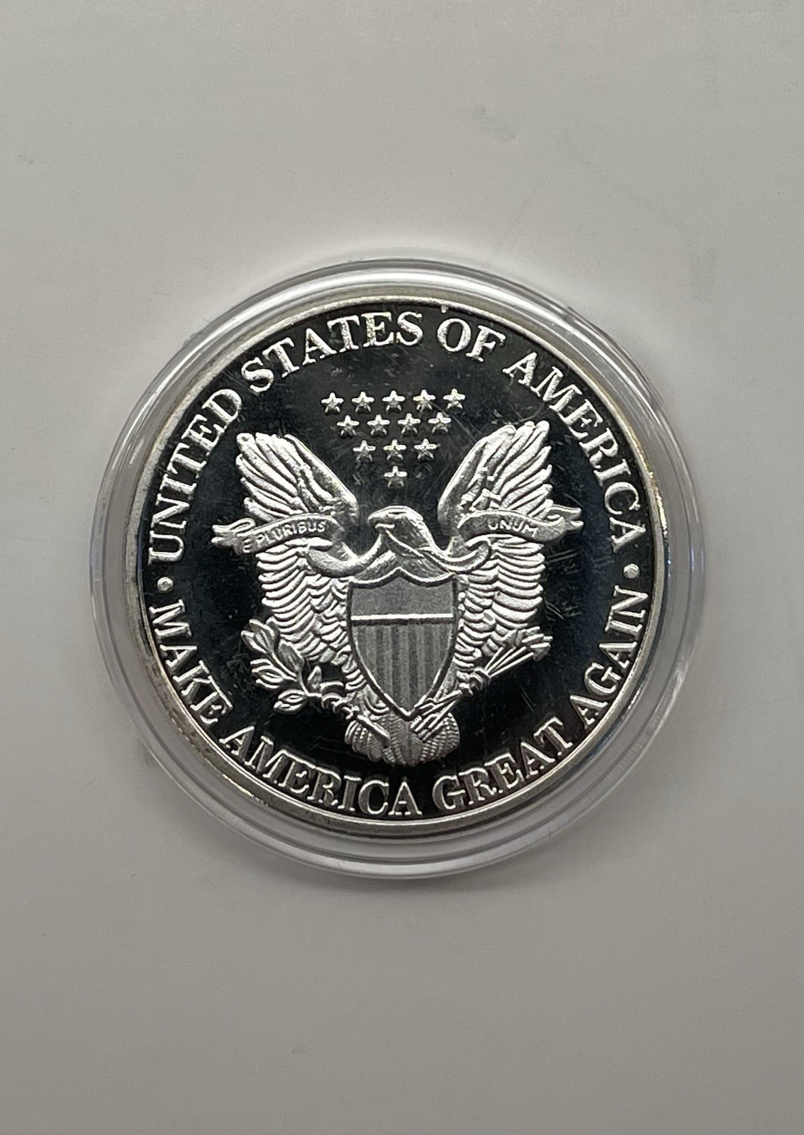 Donald Trump Make America Great Again Colorized Silver Plated Medallion Token.