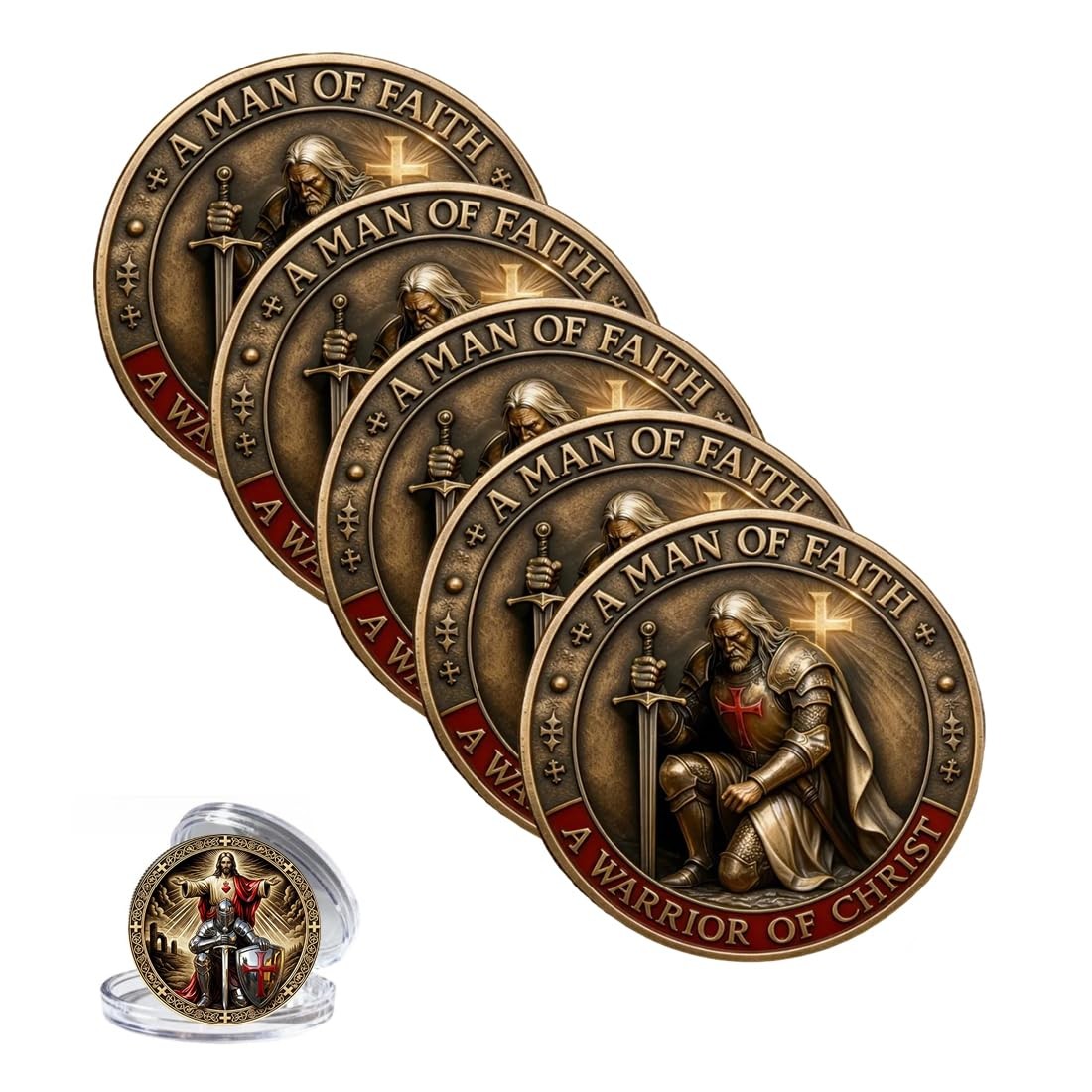 A Man of Faith-A Warrior of Christ Commemorative Coin,Christian Jesus Challen…