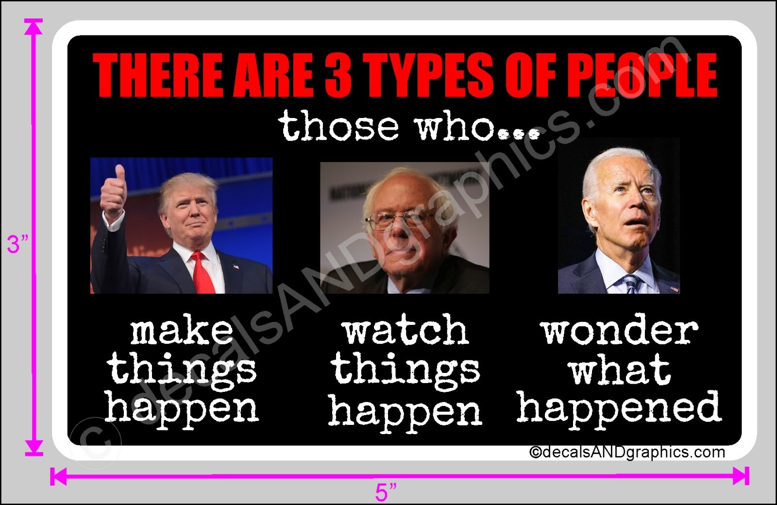 TRUMP 2020 STICKER 3 TYPES OF PEOPLE ANTI DEMOCRAT WINDOW BUMPER ELECTION