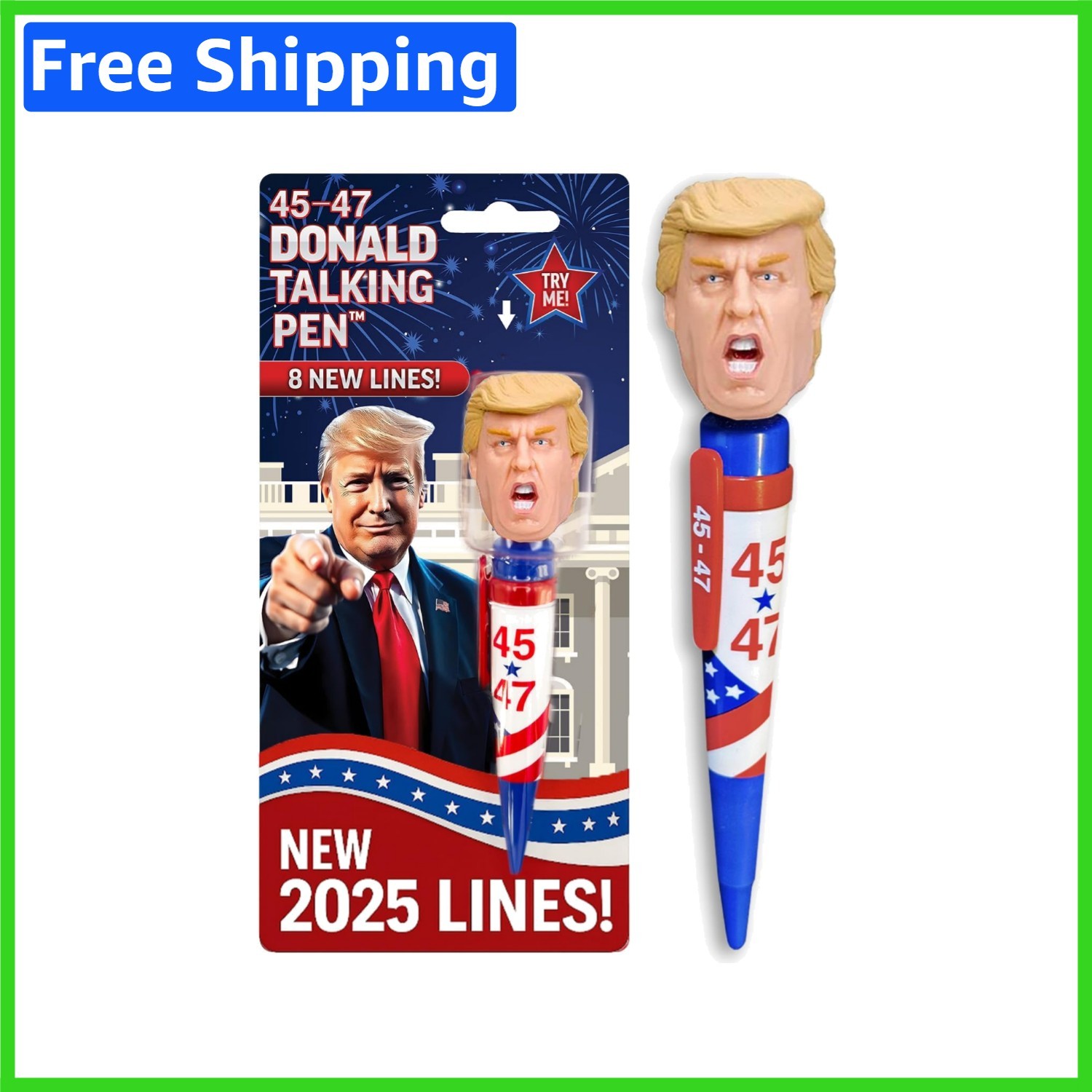 Funny Political Gag Gift: Trump Talking Pen with 8 Voice Quotes, Perfect for Men