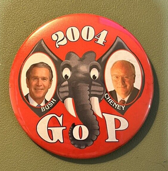 2004 BUSH CHENEY GOP Campaign Republican Elephant 3″ pinback button
