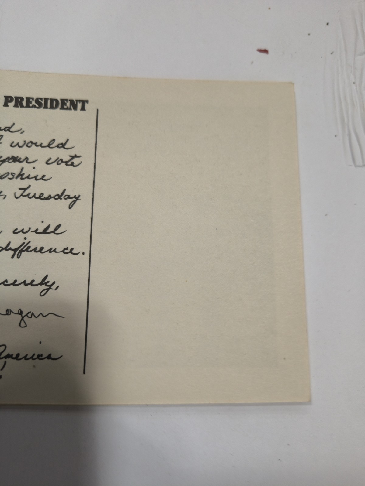 Rare Political Ronald Reagan Campaign Card 1980 With Signature Copy Crisp Edges