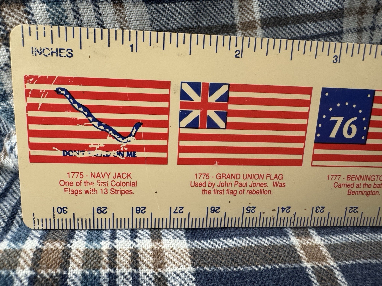 1993 12 Inch Plastic Ruler Flags, Star Spangled Banner, US Presidents. (B1)