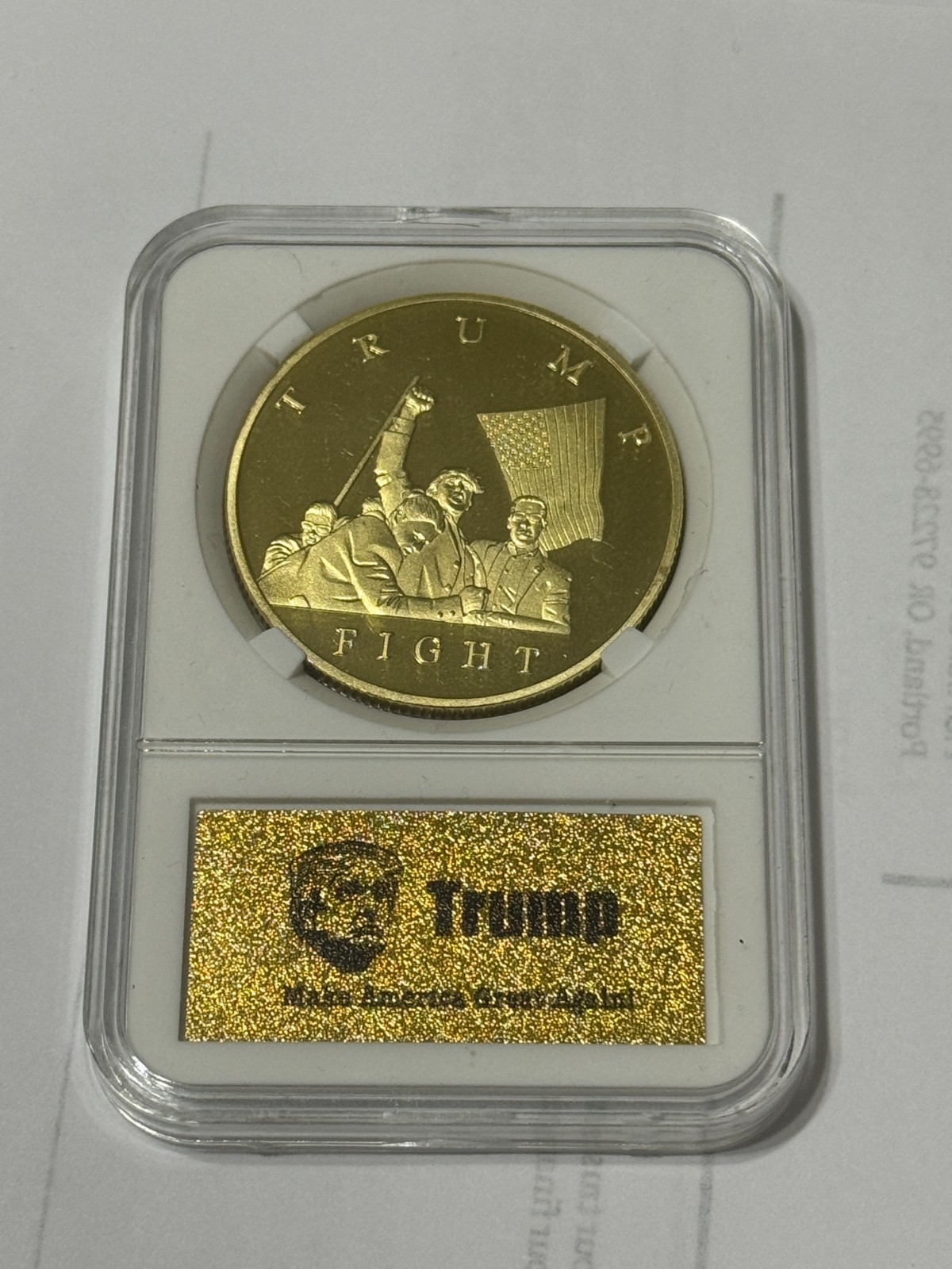2024-45th President Donald Trump Fight Gold Coin in Clear Case