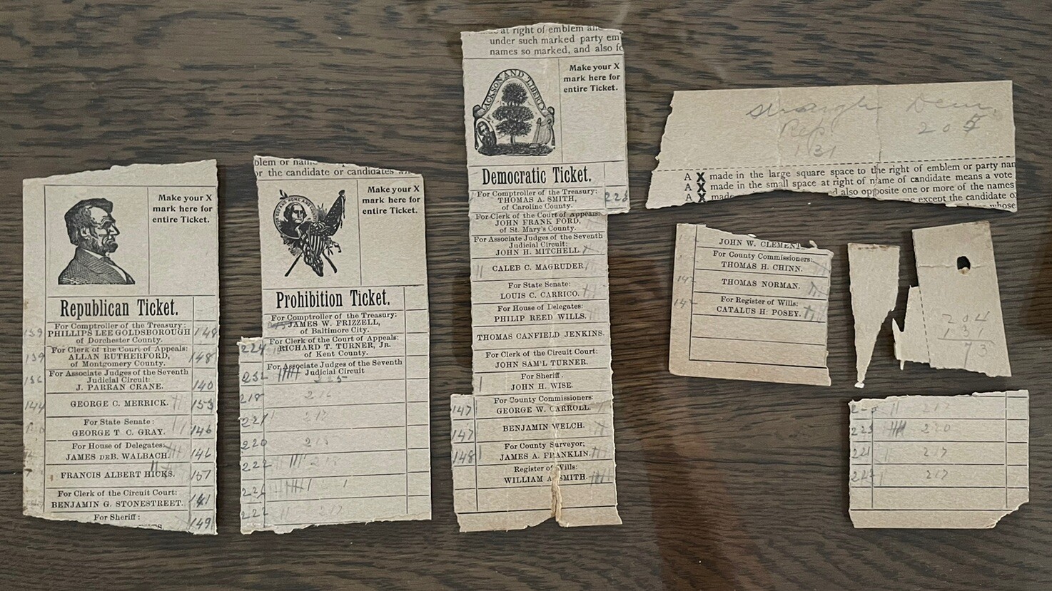 1898/1899 CHARLES COUNTY MARYLAND Political Election Voting Card Ballots Lincoln