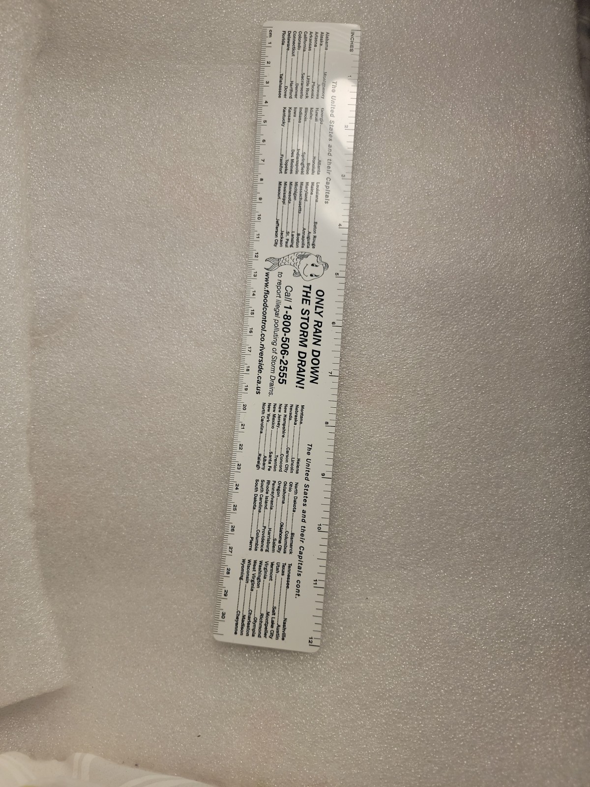 12 Inch Plastic Ruler U.S. Presidents. And CAPITALS Riverside California