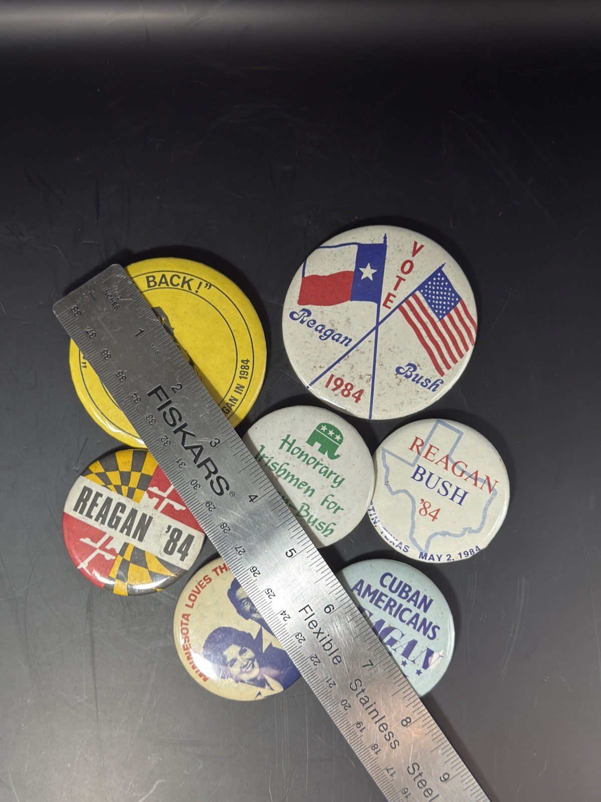 Ronald Reagan 1984 State & Ethnic Outreach Campaign Button Lot TX, WI, MN Cuban