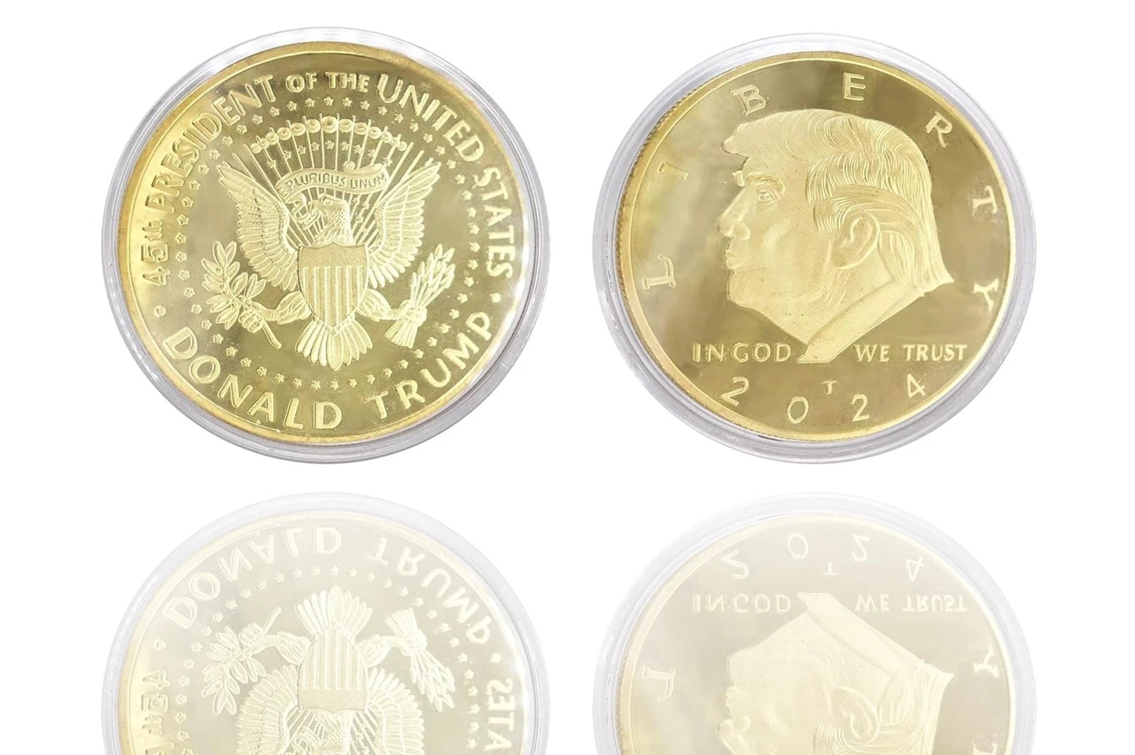 2024 Donald Trump Collectible Gold-Plated Coin with Case, Support Gold